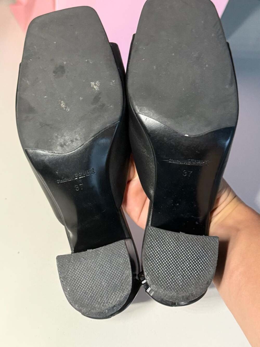 Gianfranco Ferre Black Leather Logo Heel Mules - Picture 9 of 9